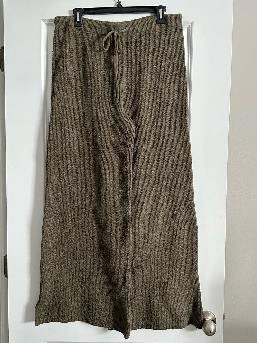 aerie Olive Knit Drawstring Wide Leg Sweater Pants